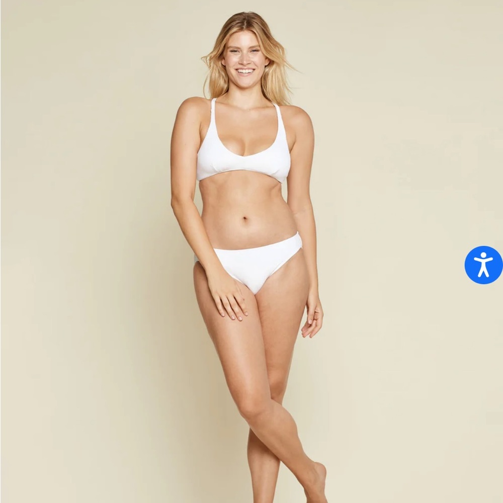 NWT Andie Swim Valencia Bikini Top and Bottom - White Ribbed